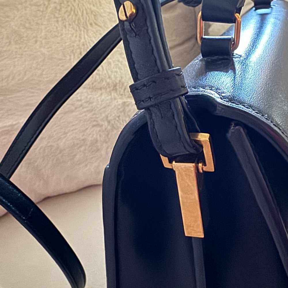 YSL YVES SAINT LAURENT CASSANDRA MEDIUM TOP HANDLE BAG in BLACK - Picture 8 of 11